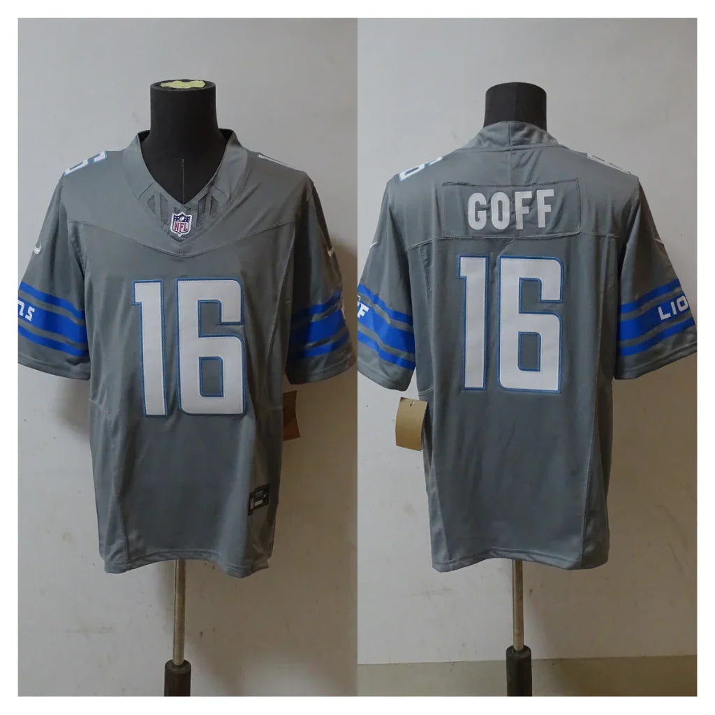 Detroit Lions 25/26 Goff #16 Gray NFL Game Jersey