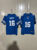 Detroit Lions 25/26 Goff #16 Royal Blue Game Kids Jersey
