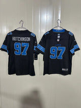 Detroit Lions 25/26 Hutchinson #97 Black Game Kids Jersey