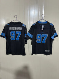Detroit Lions 25/26 Hutchinson #97 Black Game Kids Jersey
