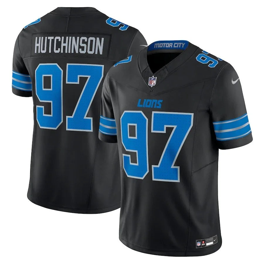 Detroit Lions 25/26 Hutchinson #97 Black NFL Game Jersey