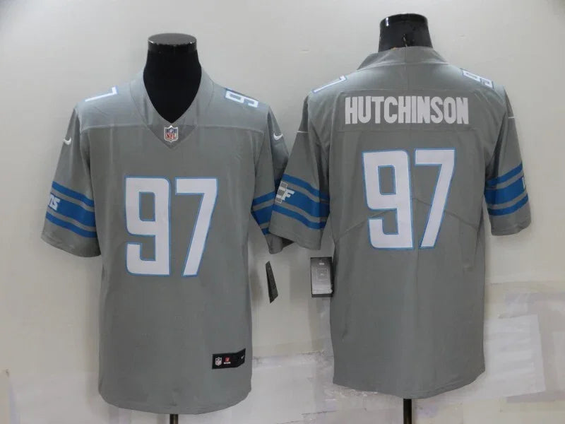 Detroit Lions 25/26 Hutchinson #97 Gray NFL Game Jersey