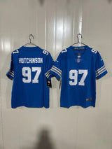 Detroit Lions 25/26 Hutchinson #97 Royal Blue Game Kids Jersey