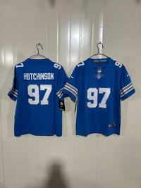 Detroit Lions 25/26 Hutchinson #97 Royal Blue Game Kids Jersey