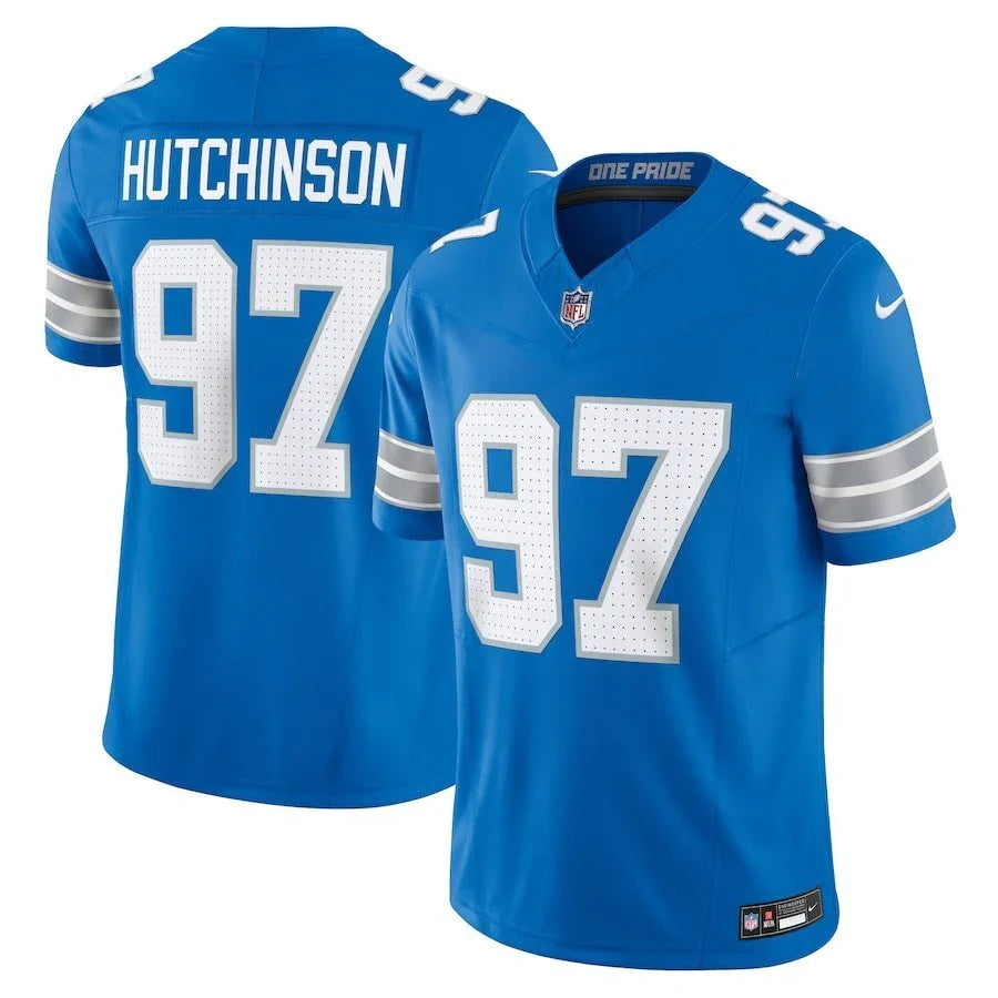 Detroit Lions 25/26 Hutchinson #97 Royal Blue/White NFL Game Jersey