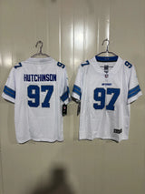 Detroit Lions 25/26 Hutchinson #97 White Game Kids Jersey