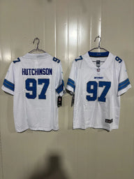 Detroit Lions 25/26 Hutchinson #97 White Game Kids Jersey