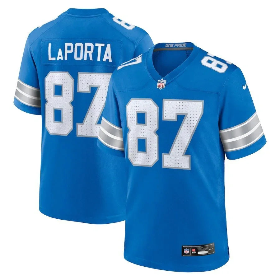 Detroit Lions 25/26 LaPorta #87 Royal Blue/White NFL Game Jersey