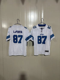 Detroit Lions 25/26 LaPorta #87 White Game Kids Jersey