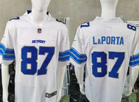 Detroit Lions 25/26 LaPorta #87 White/Royal Blue NFL Game Jersey