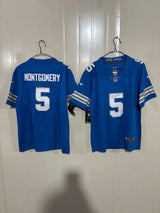 Detroit Lions 25/26 Montgomery #5 Royal Blue Game Kids Jersey