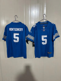Detroit Lions 25/26 Montgomery #5 Royal Blue Game Kids Jersey