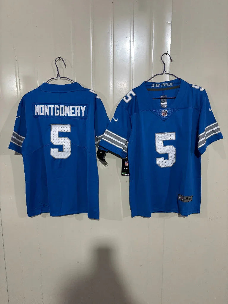 Detroit Lions 25/26 Montgomery #5 Royal Blue Game Kids Jersey