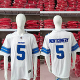 Detroit Lions 25/26 Montgomery #5 White NFL Game Jersey