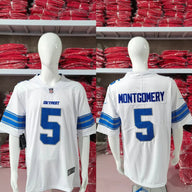 Detroit Lions 25/26 Montgomery #5 White NFL Game Jersey