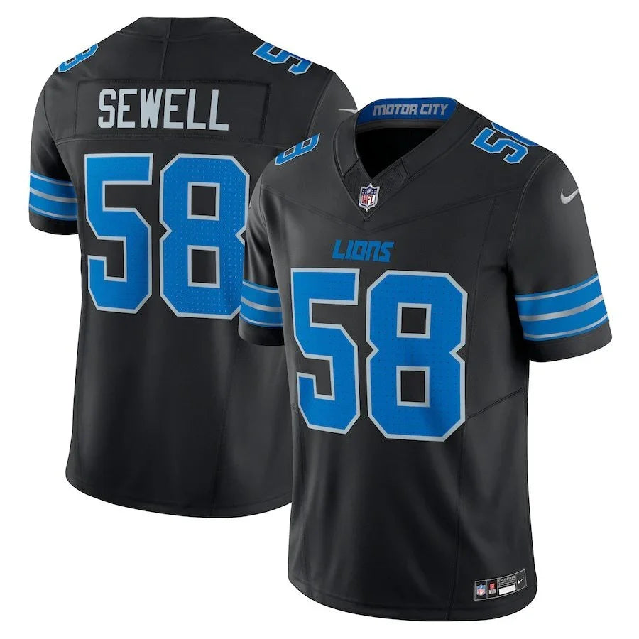 Detroit Lions 25/26 Sewell #58 Black NFL Game Jersey