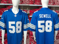 Detroit Lions 25/26 Sewell #58 Royal Blue NFL Game Jersey