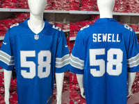 Detroit Lions 25/26 Sewell #58 Royal Blue NFL Game Jersey