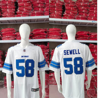 Detroit Lions 25/26 Sewell #58 White NFL Game Jersey