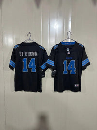 Detroit Lions 25/26 St. Brown #14 Black Game Kids Jersey