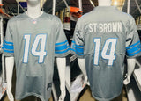 Detroit Lions 25/26 St. Brown #14 Gray NFL Game Jersey