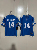 Detroit Lions 25/26 St. Brown #14 Royal Blue Game Kids Jersey