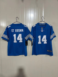 Detroit Lions 25/26 St. Brown #14 Royal Blue Game Kids Jersey