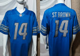 Detroit Lions 25/26 St. Brown #14 Royal Blue NFL Game Jersey