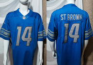 Detroit Lions 25/26 St. Brown #14 Royal Blue NFL Game Jersey