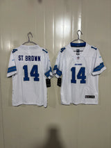Detroit Lions 25/26 St. Brown #14 White Game Kids Jersey