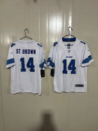 Detroit Lions 25/26 St. Brown #14 White Game Kids Jersey