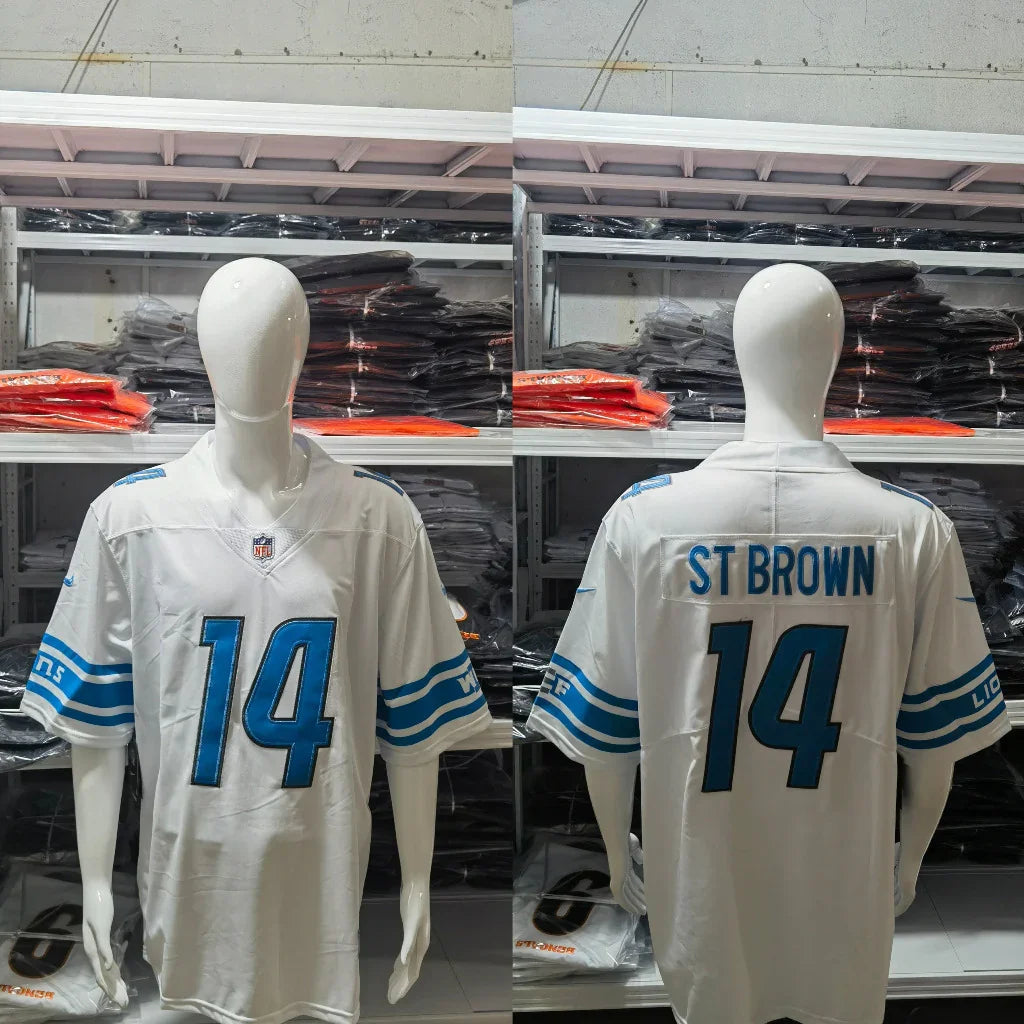Detroit Lions 25/26 St. Brown #14 White NFL Game Jersey