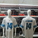 Detroit Lions 25/26 St. Brown #14 White NFL Game Jersey