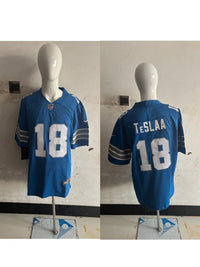 Detroit Lions 25/26 TeSlaa #18 Royal Blue NFL Game Jersey
