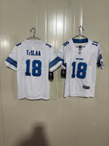 Detroit Lions 25/26 TeSlaa #18 White Game Kids Jersey