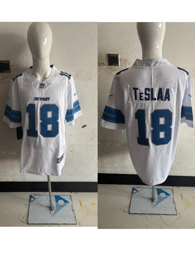 Detroit Lions 25/26 TeSlaa #18 White NFL Game Jersey