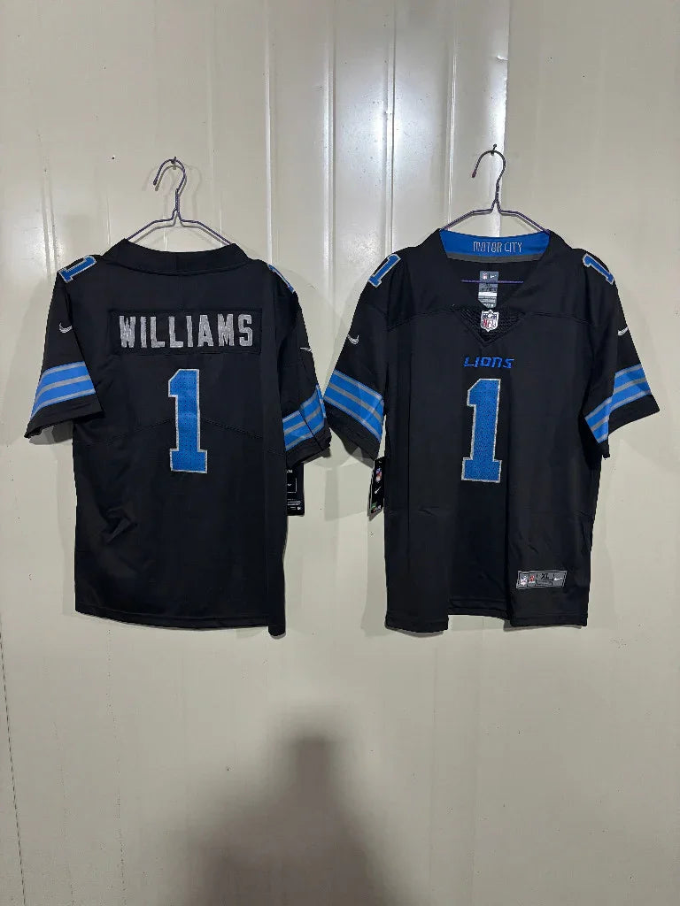 Detroit Lions 25/26 Williams #1 Black Game Kids Jersey