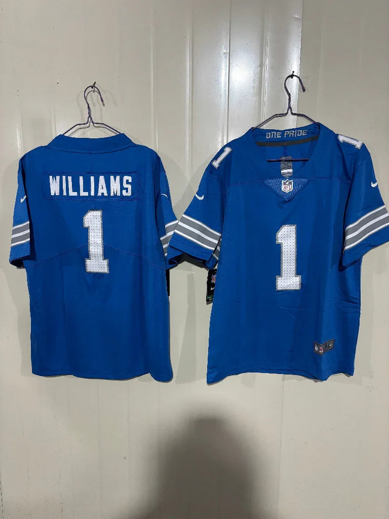 Detroit Lions 25/26 Williams #1 Royal Blue Game Kids Jersey