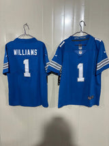 Detroit Lions 25/26 Williams #1 Royal Blue Game Kids Jersey