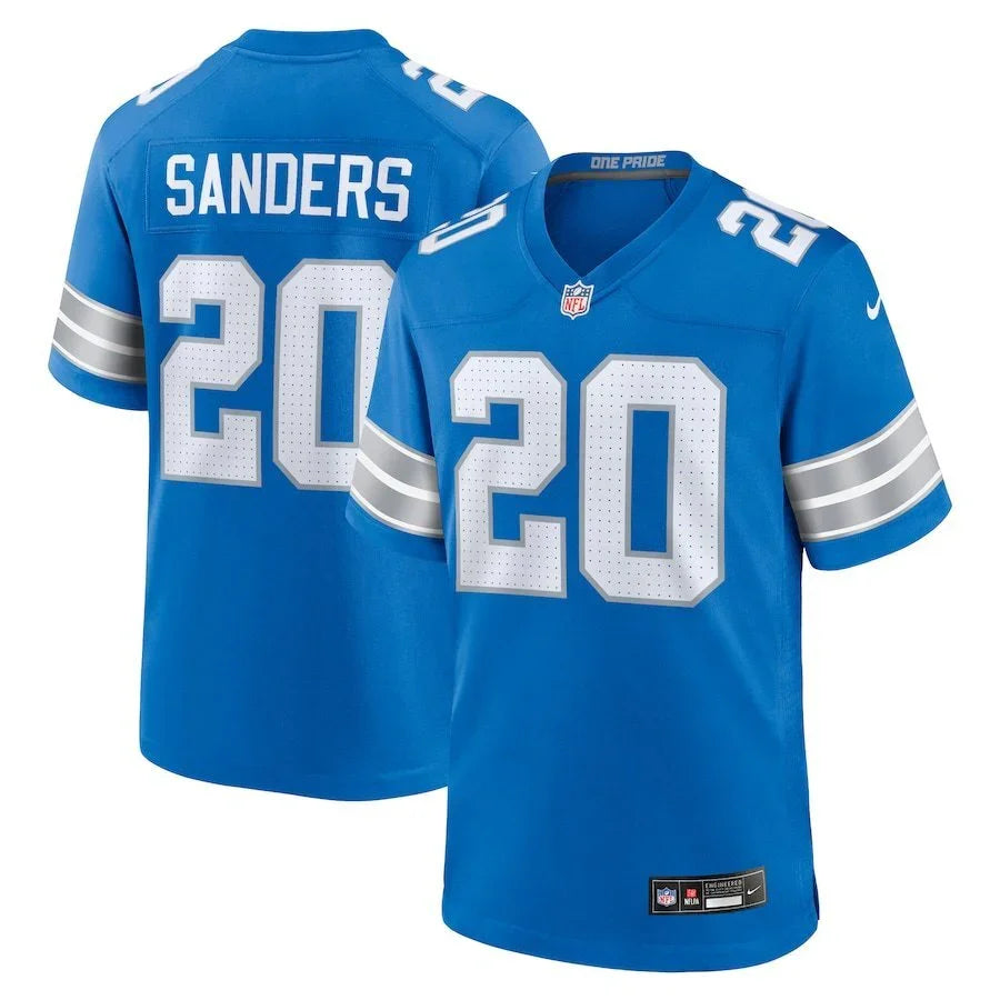Detroit Lions 25/87 Sanders #20 Royal Blue/White NFL Game Jersey
