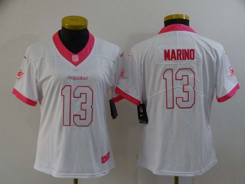 Dolphins 2021/22 Marino #13 White/Pink Women NFL Jersey