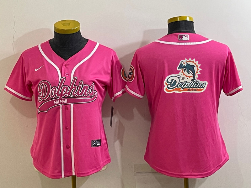 Dolphins 2021/22 Pink/White Women NFL Baseball Style Jersey