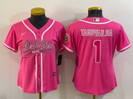 Dolphins 2021/22 Tagovailoa #1 Pink/White Women NFL Baseball Style Jersey