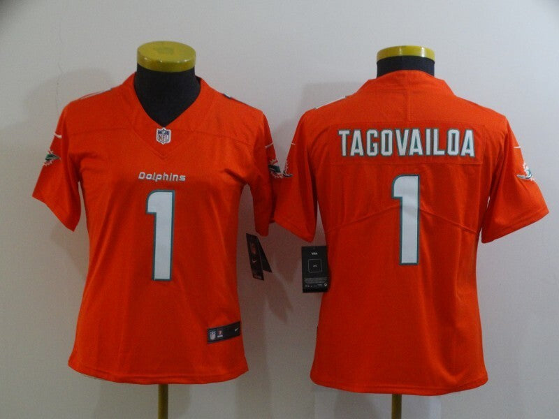 Dolphins 2022/23 Tagovailoa #1 Orange Women NFL Jersey