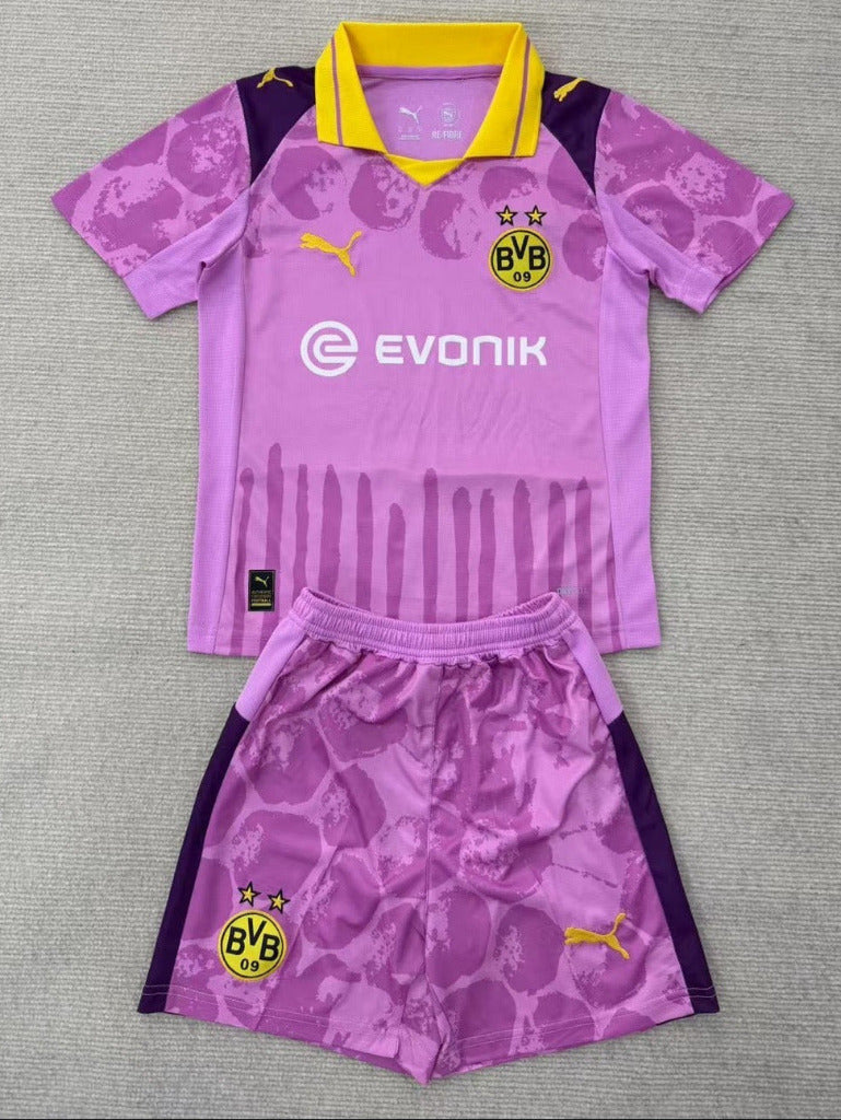 Dortmund 25/26 Pink Goalkeeper Kids Jersey Set