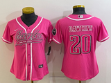 Eagles 2021/22 Dawkins #20 Pink/White/Black Women NFL Baseball Style Jersey