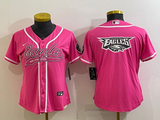 Eagles 2021/22 Pink/White/Black Women NFL Baseball Style Jersey