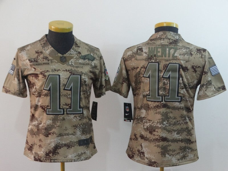 Eagles 2021/22 Wentz #11 Camo Print Women NFL Jersey