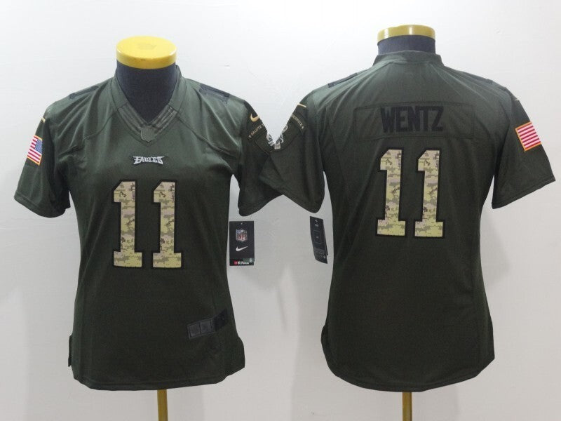 Eagles 2021/22 Wentz #11 Green/Camo Print Women NFL Jersey