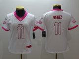 Eagles 2021/22 Wentz #11 White/Pink Women NFL Jersey